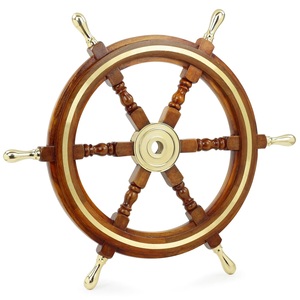 Roue de bateau en bois classique sur le thème Vintage nautique gris rustique avec ancre et cordes océan plage maison décor à la maison - Product Image 6