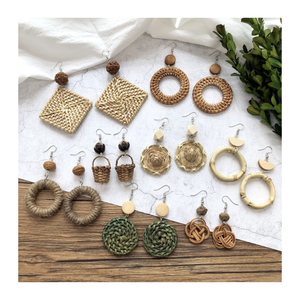 VIETNAM BEST PRICE for <b>SALE</b> NATURAL RATTAN EARRINGS RATTAN EAR JEWELRY for LADIES IDEAL for <b>CHRISTMAS</b> OCCASIONS - Product Image 3