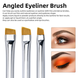 Black Sharp Fine Private Label Liquid Bent <span class=keywords><strong>Eyeliner</strong></span> Brush Super Thin Flat Angle Eyebrow <span class=keywords><strong>Eyeliner</strong></span> Corrector Brush - Product Image 3