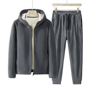 Conjunto de Chaqueta y Pantalones de Forro Polar Ligero con Capucha, Talla Grande 7XL 8XL, Unisex, 100% Algodón, Ropa Deportiva Informal para Invierno - Product Image 4