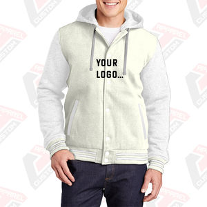 Chaqueta universitaria de lana de algodón 100% para hombre con capucha, calidez de invierno, impresión Digital y bordado, diseño elegante - Product Image 1