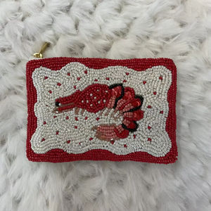 Elegant Embroidered Coin Holder Purse Beaded Embroidered Seed Bead Customized Hand Pouch by - Product Image 1