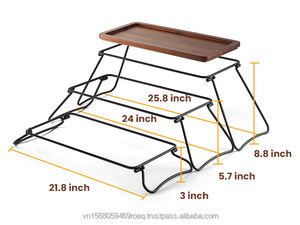 Bandeja de servicio de 3 niveles de madera de acacia, soporte para cupcakes y Plato decorativo para exhibición de buffet de postres para fiestas - Product Image 4
