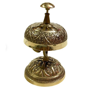 Cloche de table de style vintage, en laiton plaqué or, artisanat en métal antique, cloche de table pour bureau, cloche de designer - Product Image 2