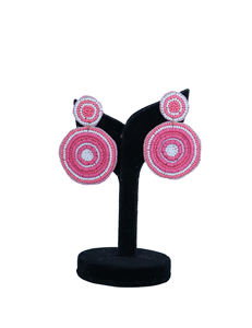 Nouvelles boucles d'oreilles pendantes rondes en perles roses faites à la main, élégantes, pour femmes, vente en gros de bijoux de mode, couleurs et tailles personnalisées - Product Image 1