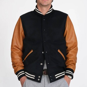 New Stylish Breathable Windproof Plus Size <b>Bomber</b> Winter <b>Men</b> Embroidery College Baseball Canvas 100% Cotton <b>Jacket</b> - Product Image 1