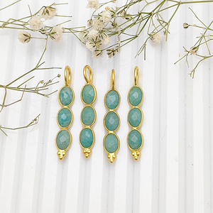 จี้รูปวงรี3ชิ้น6x4มม. พลอยแท้925เงินชุดหนามเตยทองทำมือเสน่ห์ของพลอยแท้เครื่องประดับ - Product Image 4