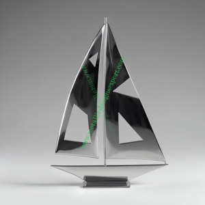 Modèle de voilier élégant en aluminium avec motif de voile découpé Décor nautique moderne pour la maison et le bureau Sculpture d'art en métal en gros - Product Image 6