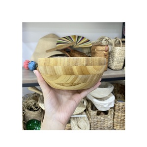 Juego de cuencos de bambú con tapas para almacenamiento de cocina, vajilla ecológica para servir alimentos, preparación de cocina decorativa - Product Image 1