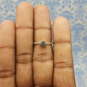 Trillion Shape Raw Top <b>Titanium</b> Druzy Gemstone Handmade 925 Sterling Silver Stacking <b>Rings</b> Fine Dainty Wedding Diamond Pearl - Product Image 2