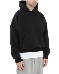 Pull à capuche en coton épais pour hommes Nouveau logo personnalisé Polaire noir oversize unisexe vierge de haute qualité pour l'hiver - Product Image 6