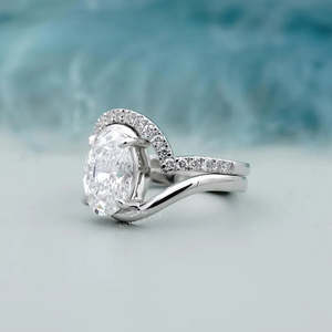 Oval Bypass Engagement <b>Ring</b> with Round Lab Grown <b>Diamond</b> Wedding Band <b>Diamond</b> <b>Rings</b> Collection - Product Image 3