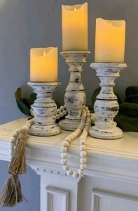 Decorative hand carved wooden <b>candle</b> stand with tribal patterns for unique rustic and folk style interiors - Product Image 4