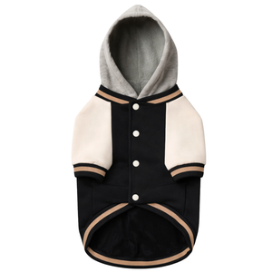 Dog Varsity Jacket for Pets Minimal Hooded Fleece Dog Coat Comfortable Winter Outerwear For Small Medium Large Dogs - Product Image 4