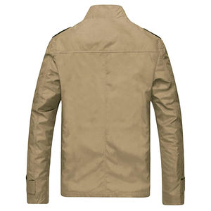 Chaqueta larga de algodón para hombre, abrigo cortavientos con cuello levantado, color sólido ligero - Product Image 2
