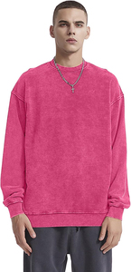 Sudaderas de Alta Calidad 100% Algodón French Terry con Lavado Ácido, Hombros Caídos, Diseño Sólido, Ropa Casual de Invierno con Cuello Redondo para Hombre - Product Image 4