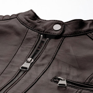 New Arrival Women's Genuine Leather Winter Jacket Solid Color with Zipper Breathable Eco-Friendly Windproof Finished Processing - Product Image 5