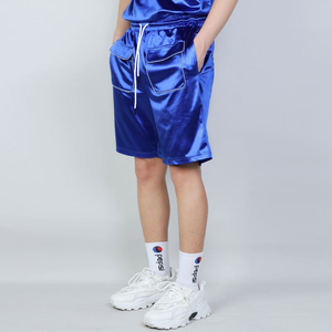 Pantalones cortos de gimnasio personalizables para hombre, Material de satén azul brillante, transpirable, de punto medio, sólido, con cordón, calle frontal, Bolsillo grande, informal - Product Image 2