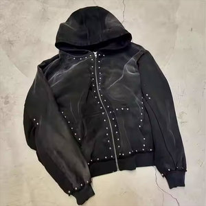 เสื้อฮู้ดผู้ชายแบบสวมหัวโอเวอร์ไซส์ปักลายกรดซีดจางวินเทจ - Product Image 5