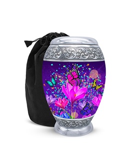 โกศสีม่วงขนาดใหญ่พร้อมผีเสื้อ - โกศสําหรับผู้ใหญ่สําหรับผู้หญิงและผู้ชายที่มีกระเป๋า - โกศผีเสื้อสีม่วงสําหรับเถ้าผู้ใหญ่ - เกียรติยศคนที่คุณรัก - Product Image 5