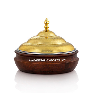Walnut Finished Wooden Hotpot Round Shape - Product Image 2