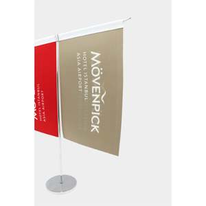 Custom Logo T-Shaped Desk <b>Flag</b> Digital Printing Techniques Satin Polyester Silk Aluminum Fiberglass Metal <b>Pole</b> Pennant Style - Product Image 2