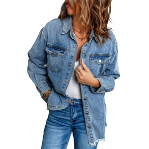 High Street 2024 chaqueta vaquera hecha a medida para mujer artículos Premium transpirable a prueba de viento Chaquetas vaqueras elegantes para mujer servicio OEM - Product Image 3