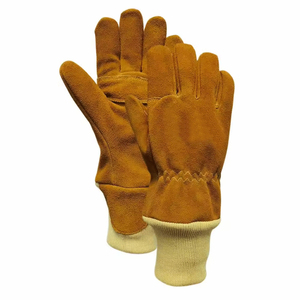 Guantes de extinción de incendios de tamaño adulto de diseño OEM personalizado de calidad superior Guantes de cuero de vaca ligeros de color personalizado - Product Image 1