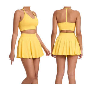 Ladies 2 Piece Crop <b>Top</b> and Skirt Knitted Set Women Summer 2024 <b>Modest</b> Short Skirt Two Piece Set - Product Image 4