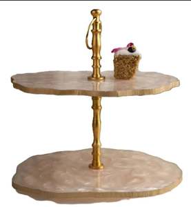 Paquet de décoration de fête en trois pièces en métal pour support à gâteau doré - Product Image 4