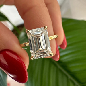 Elegante anillo de bodas de diamante cultivado en laboratorio de corte esmeralda para mujer, joyería fina de compromiso, regalo nupcial, anillo de lujo de diseñador - Product Image 1