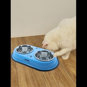 Vente chaude 900ml en acier inoxydable Double bols pour chats chiens mangeoires assiette à dîner fournitures pour animaux de compagnie anti-dérapant chien nourriture eau bol - Product Image 6