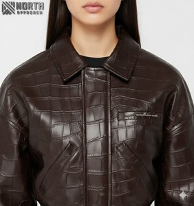 Vestes en cuir coupe-vent et respirantes pour femmes à la mode/Vestes de mode au design unique pour femmes en cuir plaqué python de mouton pour femmes - Product Image 4