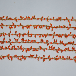 Red Hydro crystal Glass beads <b>Cluster</b> rosary chain, gold plated brass wire wrapped <b>Cluster</b> Chain, jewelry making chain - Product Image 4