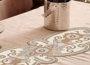 Christmas Decorative and Leaves Design Beaded <b>Runner</b> Placemat <b>Dining</b> <b>Table</b> Fancy Mat Handmade Decorative <b>Runners</b> for Wedding - Product Image 6