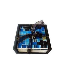 Ensemble de sous-verres en pierre de boisson en mosaïque de style fleurs avec dos en liège pour sous-verre et taille personnalisée prix bon marché - Product Image 2