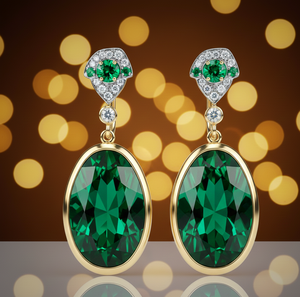 Luxury Green Hydro Oval 15x20 Earrings with CZ in 18K Gold Plated 925 Sterling <b>Silver</b> Fine Jewelry <b>Wedding</b> Party Wear - Product Image 1