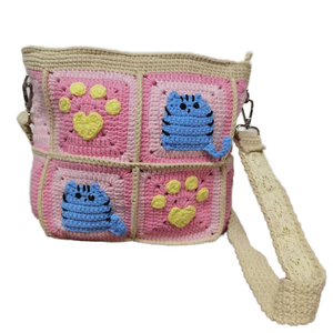 Bolso Bandolera Boho de Diseño, Hecho a Mano con Crochet, Lona Resistente con Cierre, Gran Capacidad, Ligero, Regalo de Moda para Mujer - Product Image 1