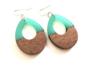 Elegant Handmade <b>Earrings</b> in Mango Wood and Resin with Intricate Swirl Carving and Color Variants Perfect Gift for Her - Product Image 4