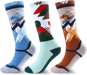 Chaussettes <span class=keywords><strong>de</strong></span> <span class=keywords><strong>ski</strong></span> en laine mérinos à motifs <span class=keywords><strong>de</strong></span> dessins animés pour enfants, chaussettes thermiques pour garçons et filles, chaussettes <span class=keywords><strong>de</strong></span> snowboard d'hiver tricotées, 2 paires - Product Image 1