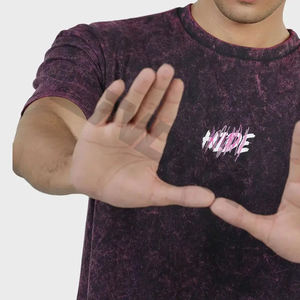 Venta al por mayor de peso pesado personalizado Boxy algodón Hip Hop camiseta de gran tamaño Vintage piedra gota hombro ácido lavado camisetas de los hombres - Product Image 4