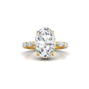 Anillo de compromiso con diamante de corte ovalado de 3.80 ct, color F, claridad VS, diamante cultivado en laboratorio, en oro de 14K, para novias, bodas, fiestas de compromiso. - Product Image 3