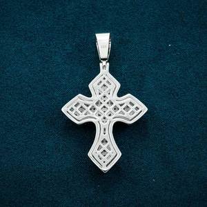 Croix syriaque 925 argent Sterling or et Moissanite diamant rond pointu joli look pour chaîne porter femmes hommes - Product Image 2