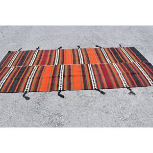 Tapis turc Vintage rouge noir traditionnel 4.6x 10.5ft grande surface laine Patchwork Design Latex pour décorations de salon - Product Image 3