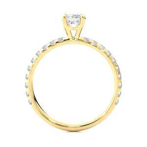 Anillo de Compromiso de Moissanita con Corte Princesa de 1.50 Ct en Oro Amarillo con Acentos, Elegante y Duradero - Product Image 3