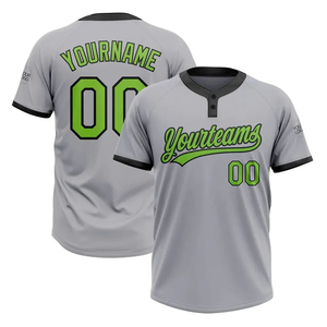 Venta caliente personalizado sublimado camisetas de béisbol patrón sólido dos botones béisbol Softball desgaste tallas grandes logotipo frontal colocación - Product Image 6