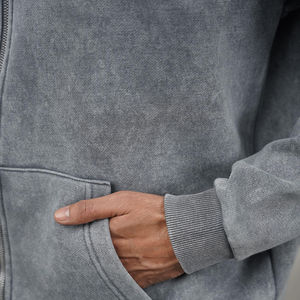 Novedad, Sudadera con Capucha Extra Grande, Personalizada, de Algodón 100%, con Hombros Caídos, Lavado Ácido, con Cremallera, Conjuntos Deportivos, Impresión de Logotipo Personalizada - Product Image 4