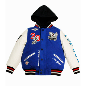 Blouson bombardier universitaire élégant pour hommes de haute qualité en cuir lourd imprimé bouton Design vêtements d'hiver à la mode capuche à motif de lettres - Product Image 1