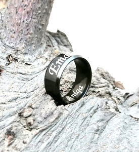 Handmade Stainless Steel <b>Ring</b> <b>Black</b> Coated Phosphate Customize Name Men's <b>Women</b> Wedding Engagement <b>Ring</b> by Knives Manufacturer - Product Image 5