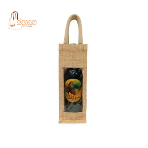Sac à vin pour bouteille unique avec logo personnalisé en toile de jute motif cartoon en lin à prix économique - Product Image 2